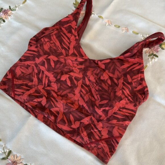 Lululemon Align Cropped Tank Top Spray Leaf Fireside Red Multi Size 8 - Picture 4 of 7